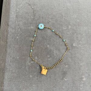 Gold and Blue Evil Eye Bracelet